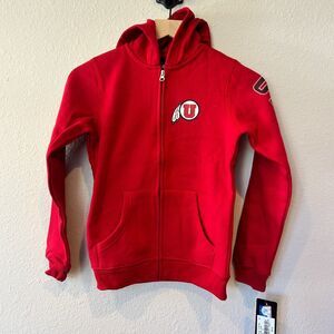NWT Utah Utes NCAA - Youth MEDIUM 10/12 - Full Zip Hoodie Sweatshirt Red